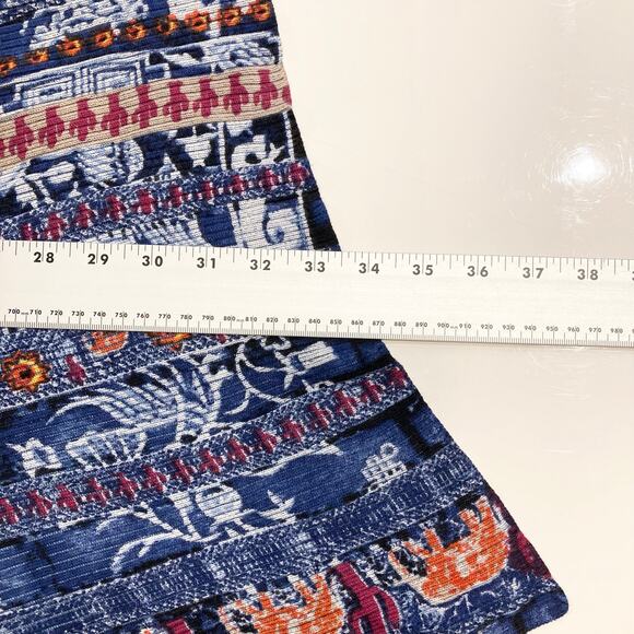 NWOT DESIGUAL Cardigan XL Blue Aztec Open Drape Asymmetric Long Sleeve Ribbed - Picture 12 of 13